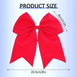 Hair Bow Duo for Women - Large 8 Inch Lacrosse Bows in Red for Cheerleaders with Comfortable Rubber Clip - Perfect for Festivals, Photo Shoots & Everyday Use