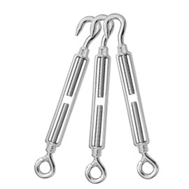 Jamiikury 3PCS M10 Hook & Eye Turnbuckle 304 Stainless Steel Turnbuckle Wire Rope Tension Heavy Duty Turnbuckles for Cable Railing Wire Rope Hardware Kit (M10, Hook & Eye)