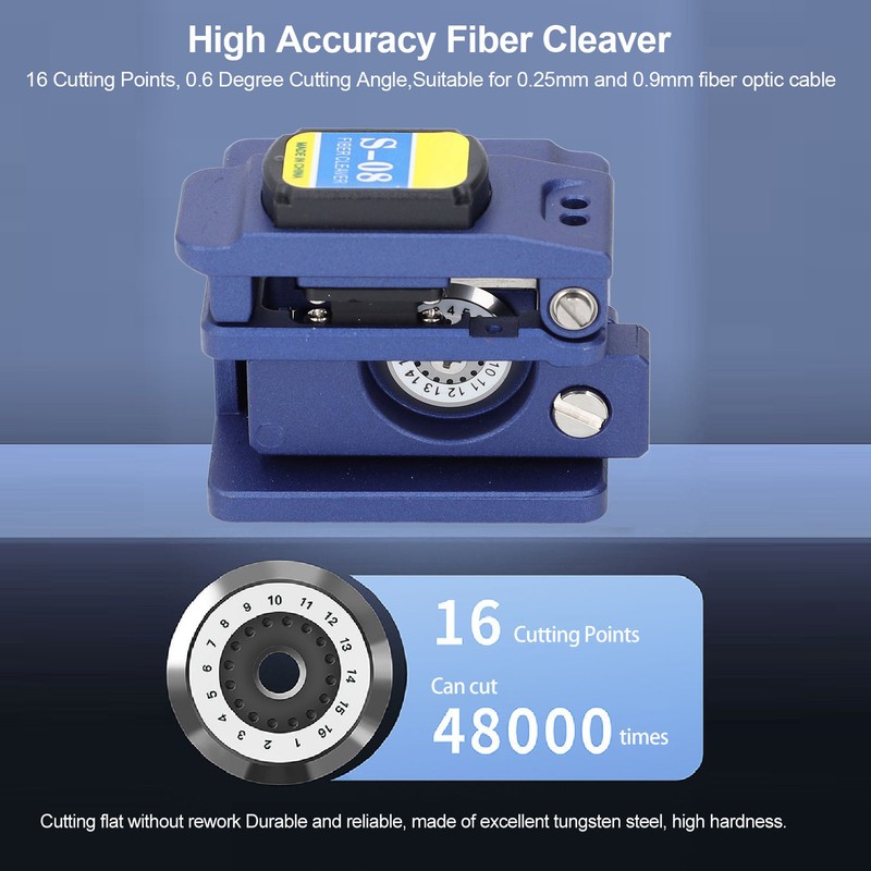 High Accuracy Fiber Cleaver 16 Cutting Points 0.6 Degree Angle
