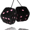 YGMONER White Fuzzy Dice for Car Rear View Mirror, Pair
