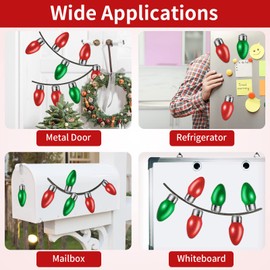 Large Reflective Christmas Car Decorations Include Reflective Lights Bulb Car Magnet Christmas Magnet Lights Light Shaped Magnets and Magnet Wires for Christmas (Red, Green, 64 Pieces)