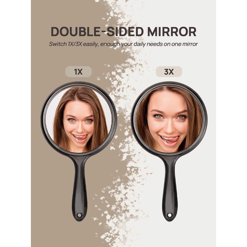 OMIRO Hand Mirror, Double-Sided Handheld Mirror 1X/3X Magnifying Mirror with
