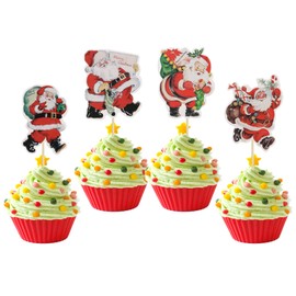 36 decoraciones para cupcakes de Feliz Navidad, decoración para tartas de Papá Noel, temática de Feliz Navidad, Año Nuevo, festividades, fiestas, decoración de pasteles