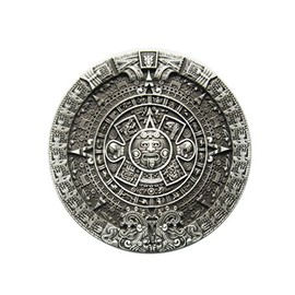 Schnalle123 Belt Buckle Aztec Maya Maya Calendar 3D Look for Interchangeable Belt Buckle Buckle Model 102, silver