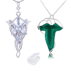 PPX 2 Pcs Leaf Pendant Chain Necklace Princess Chain with Transparent Jewelry Box