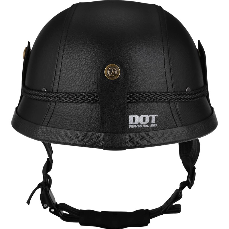 Yesmotor Motorcycle Half Helmet Retro German Handmade Leather Half Face