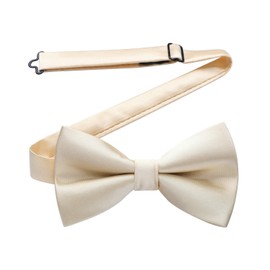 HISDERN Champagne Bow Ties for Men Pre-tied Adjustable Tuxedo Bowtie Classic Formal Solid Color Beige Bowties for Wedding Party