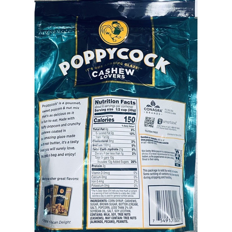 Orville Redenbacher 2x Orville Redenbacher POPPYCOCK Cashew Lovers Gourmet Popcorn