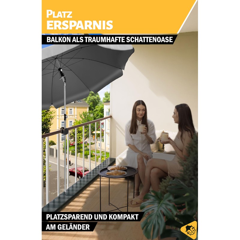 Menz Parasol Holder Balcony Railing - Compact Umbrella Holder Balcony