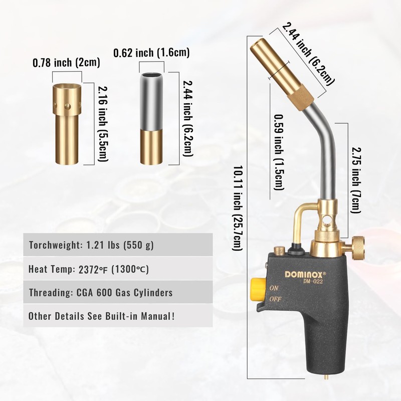 DOMINOX 2 Packs Propane Torch, High Intensity Trigger Start Gas