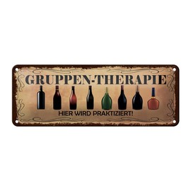 Blechschild gewölbt 27x10cm Alkohol Gruppen Therapie hier Deko Geschenk Schild