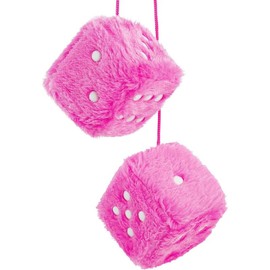 Fuzzy Dice for Car Mirror, Pair of Retro 2.75" Fuzzy Dice for Rear View Mirror with White Dots for Car Interior Hanging Ornament Decoration (Pink) - Colour: Black