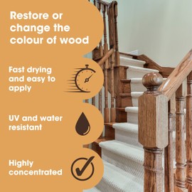 Furniture Clinic Wood Stain (Antique Pine) – Fast Drying, Highly Concentrated, and Easy-to-Apply Wood Stain for All Indoor & Outdoor Wood – Water Based & Non-Toxic – 2.5L