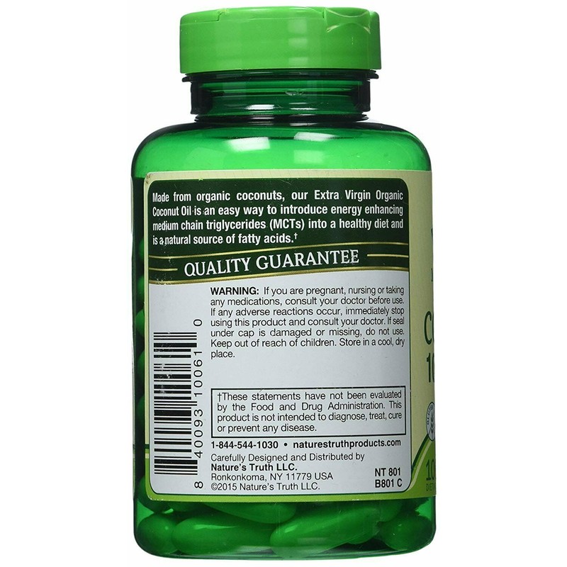Nature's Truth Extra Virgin Coconut Oil Quick Release Softgels 1000mg