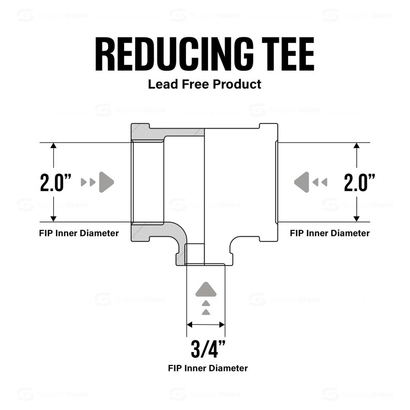 SSU2003 2 in. x 3/4 in. Reducing Tee Two Size
