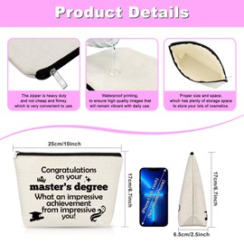 Gfhzdmf Graduation Gifts for Girl Women 2025 Makeup Bag Congrats Gift for Master Graduation Party Gifts Cosmetic Bag with Zipper Master Degree Phd Gift Travel Pouch