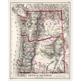 Historic Map : National Atlas - 1884 Oregon and Washington. - Vintage Wall Art - 18in x 24in