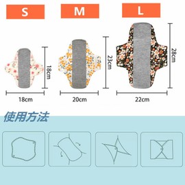 WEEOATAR Cloth Liner, Cloth Napkins, Set of 3, Napkins with Snaps Included, Liner, Everyday Use, 100% Cotton, Washable, Reusable Cloth, Napkins, Sanitary Napkins, Sanitary Supplies, Storage Bag