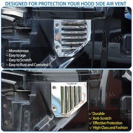 Fgtagtal Hood Side Air Vent Trim Covers Fit for Hummer H2 2003-2009, Engine Side Air Vent Grilles Cover, Auto Exterior Hood Side Air Vent Trim Cover Accessories, 2PCS (Silver)