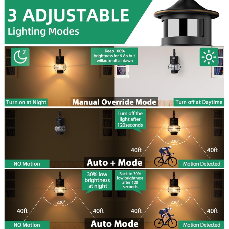 Lamomo Black with Golden Strip Outdoor Light,Exterior Front Porch Lights