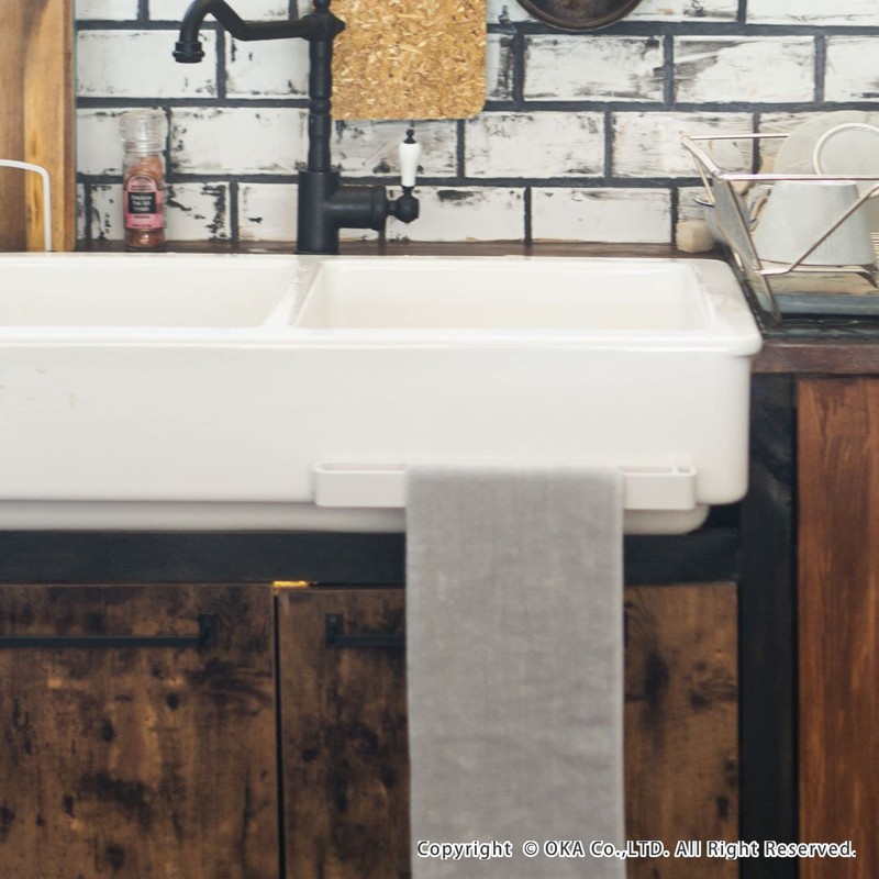 Oka PLYS Priss Base Kitchen Towel Hanger, White