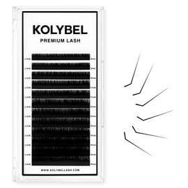 KOLYBEL Classic Lash Extensions 0.03 C CC D DD J B L Curl 8-16mm Mixed Lash Trays Premium Silk Eyelash Extensions Matte Dark Lash Extension for Professional Salon Use (0.03-L-8-16mm)