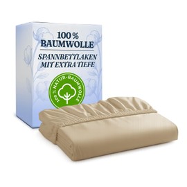 Fitted Sheet 90 x 200 cm - Deep 30 cm (12 Inches) - 100% Cotton Sateen, 400 Thread Count Brushed & Soft - Durable, Breathable & Oeko-Tex Certified - Premium Bed Sheet - Cream