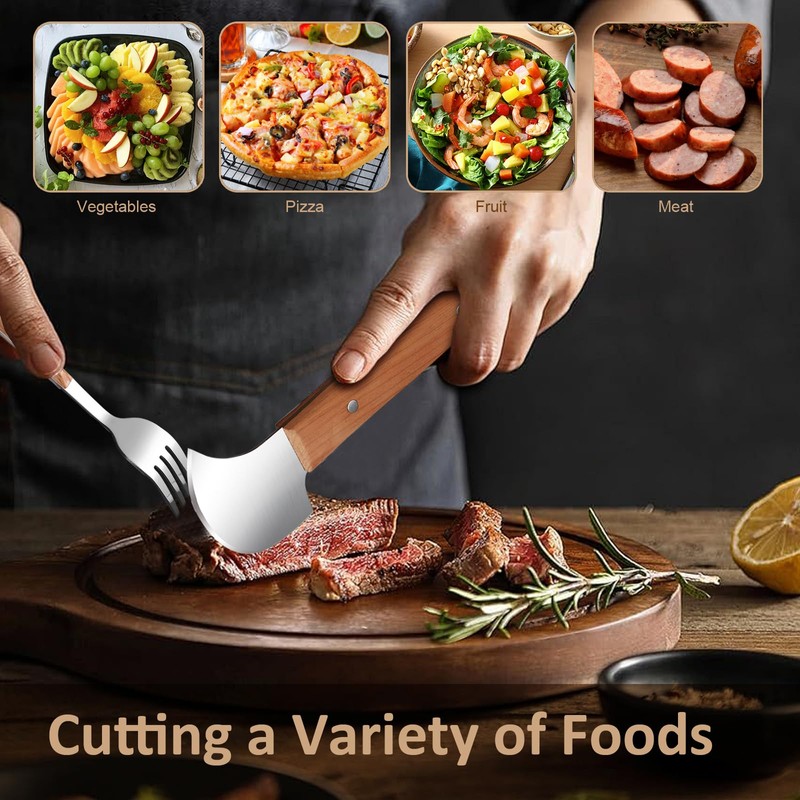 Rocker Knife, Steak Knife for Meat Cutting, Stainless Steel Curved
