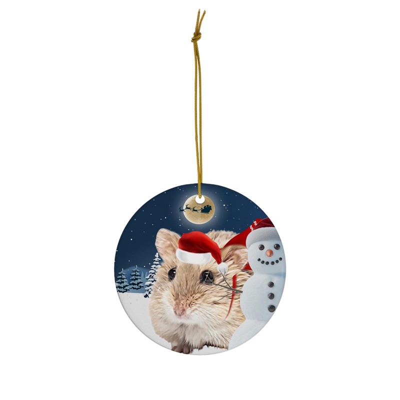 Festive Winter Night Pet and Snowman Ornament - Campbell's Dwarf