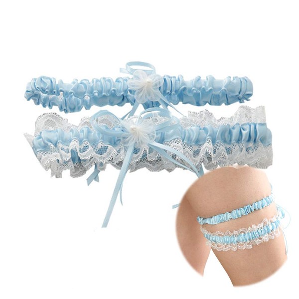 Tangser Bridal Wedding Garters Lace Garters 2pcs, blue