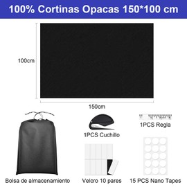 EUARD Cortinas Opacas 100x150 Cm，Persianas Opacas 100% Opacas，Lámina Opaca Portátil para Dormitorios, Adecuado para Cualquier Ventana,No Perforado Ventana De Privacidad PelíCula