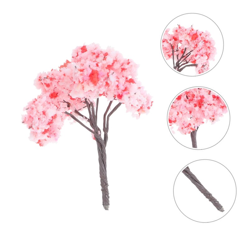 Ipetboom 10pcs Miniature Tree Pink Flower Decoration with Cherry Blossom