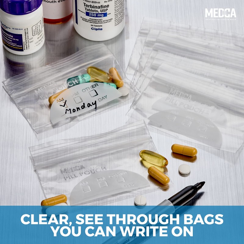 Pill Bag Pouch, Reusable Plastic Pill Organizer Bags, Size 4''