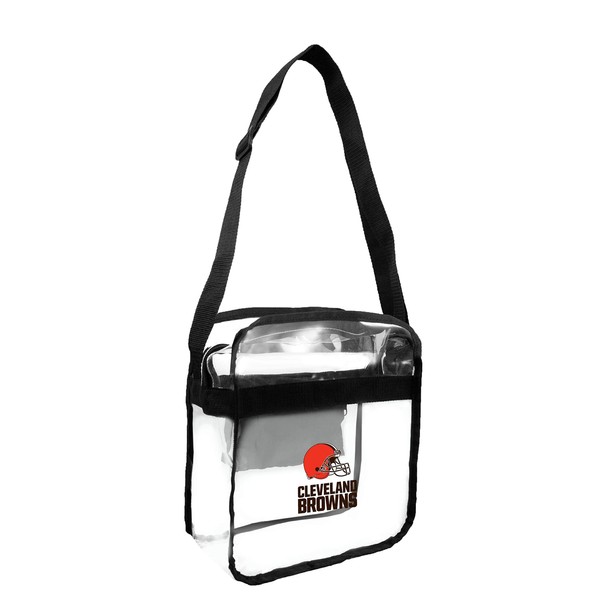 Littlearth NFL Cleveland Browns Stadium Friendly Clear Carryall Crossbody Bag with Team Logo, 12" x 12" x 6", Team Color