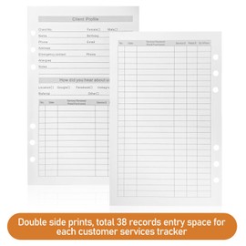 Client Record Book Replacement Pages, Stylist Profile Binder Refills with Alphabetical Tabs for Salons, Hair Stylist, Nail, Small Business, 216 Sheets Client Profile Book Refillable Pages, 5.2"X 8.2"