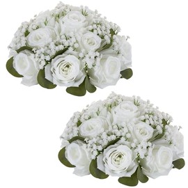 NUPTIO Bolas de Flores de Gypsophila: 2 Piezas de 21.8 cm de Diámetro Arreglo de Rosas Artificiales Blancas Falsas Ramo Centros de Mesa de Boda Decoraciones de Mesas de Eventos y Fiestas