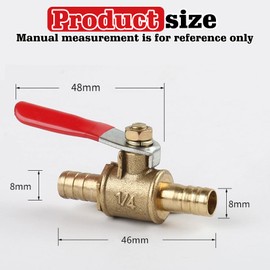 HOMURY Pack of 4 8 mm 1/4 Inch Brass Ball Valve Universal, Fuel Valve for Diesel & Petrol, Petrol Tap Ideal for Scooters, Motorcycles, Quads, Moped & Two-Wheels, Valve Pipe Fittings