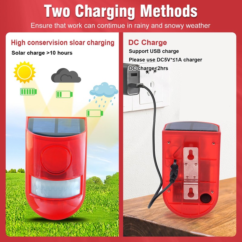 ChunHee Solar Outdoor Motion Sensor Alarm 4 Working Mode Motion