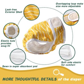 Hi Sprout Female Dog Diaper with Suspender Detachable，3 Pack Reusable Washable Durable Girl Doggie Diapers Pants for Small Medium Large Dog in Heat Cycle and Incontinence Period,DDFS01L