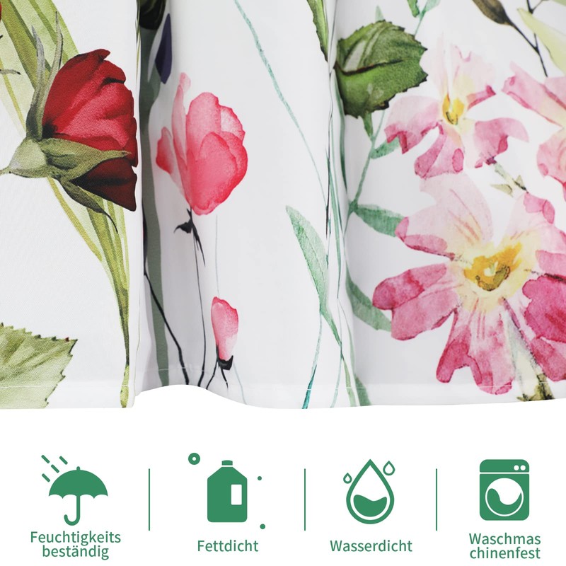 REZAYMRS Floral Shower Curtain with 12 Hooks, 72''x72'' Waterproof Polyester