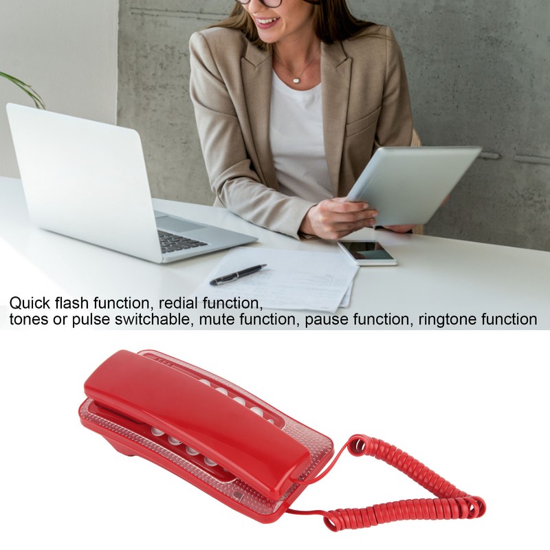 KXT‑438 Wall Mounted Home Phone Corded Telephone with Redial Quick