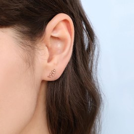 Meissa Zierliche Blatt-Schraubverschluss-Ohrringe für Frauen, Mädchen Sterling Silber Flachrücken-Ohrringe Kugelrückseiten-Ohrringe Hypoallergen für empfindliche Ohren, Gold