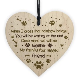 RED OCEAN Handmade Pet Memorial Plaque For Cat Or Dog Wooden Heart Memorial Bauble Animal Sign