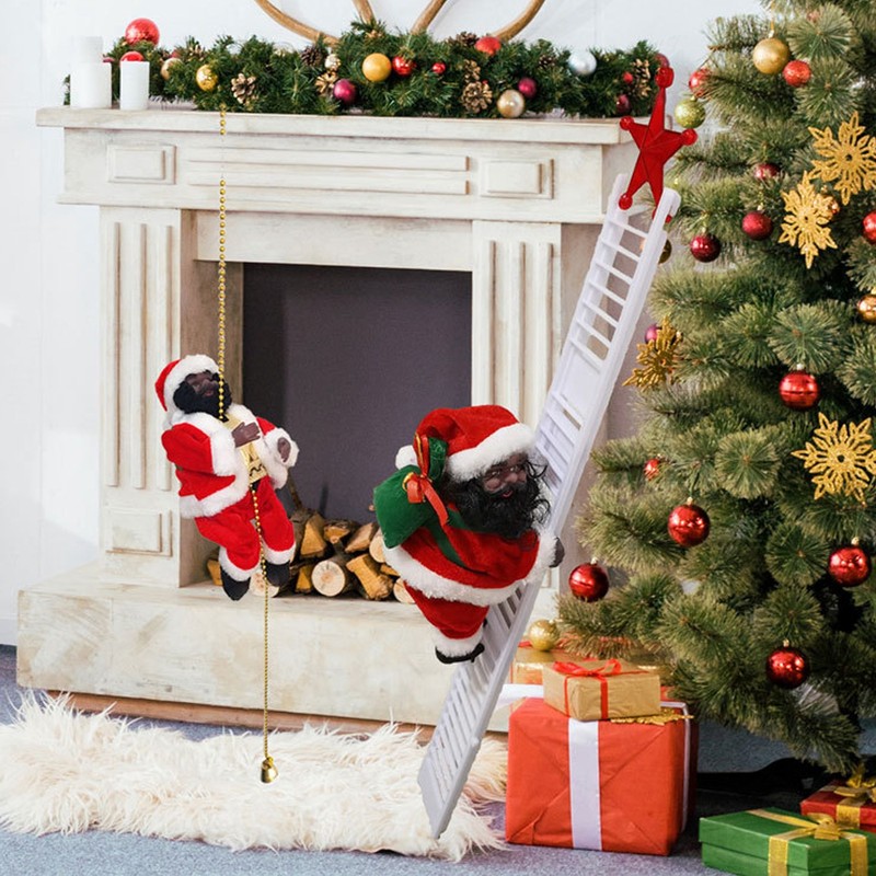 Electric Santa Claus Toy Black Race Climbing Christmas Tree Decorations