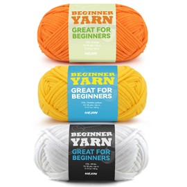 3x60g Orange+Yellow+White Yarn for Crocheting and Knitting;3x66m (72yds) Cotton Yarn for Beginners with Easy-to-See Stitches;Worsted-Weight Medium #4;Cotton-Nylon Blend Yarn for Beginners Crochet Kit