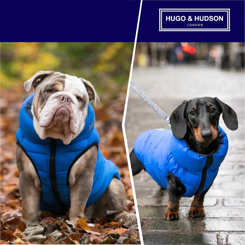 HUGO & HUDSON Reversible Dog Puffer Jacket, Windproof Water Resistant