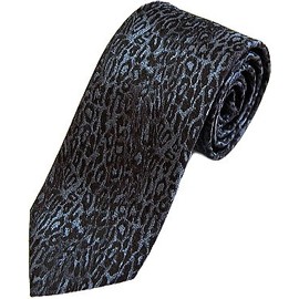 D Plus Arts Tie, Leopard Pattern, Made in Japan, Kyoto, Nishijin Textile, 3 Sizes Available, multicolor (blue / gray)