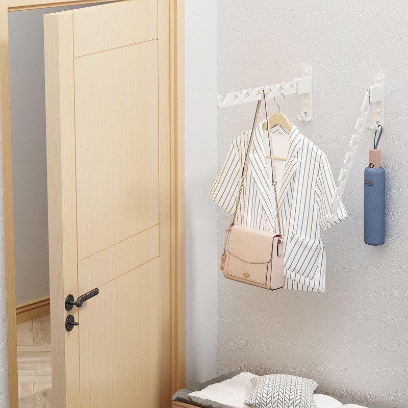 dancrul Wall Mounted Clothes Drying Rack, Wall Clothes Hanger Hook