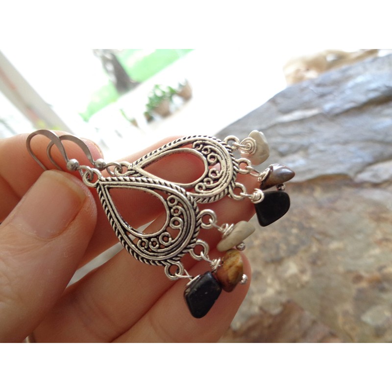 ✿ CHANDELIERS & NATURSTEINE ✿ wunderbare Ohrringe