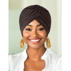 Woeoe Pre-Tied African Turbans Claret Stretchy Twisted Head Wraps Church